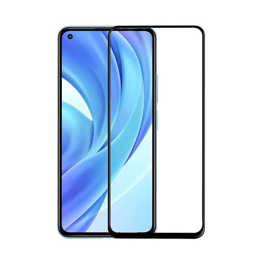Xiaomi Mi 11 Lite Zore Kenarları Kırılmaya Dayanıklı Cam Ekran Koruyucu Siyah