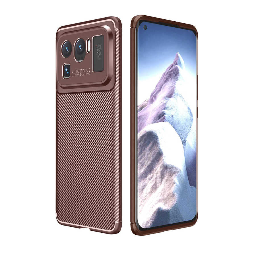 Xiaomi Mi 11 Ultra Kılıf Zore Negro Silikon Kapak Kahverengi