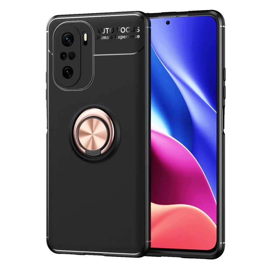 Xiaomi Mi 11İ Kılıf Zore Ravel Silikon Kapak Siyah-Rose Gold