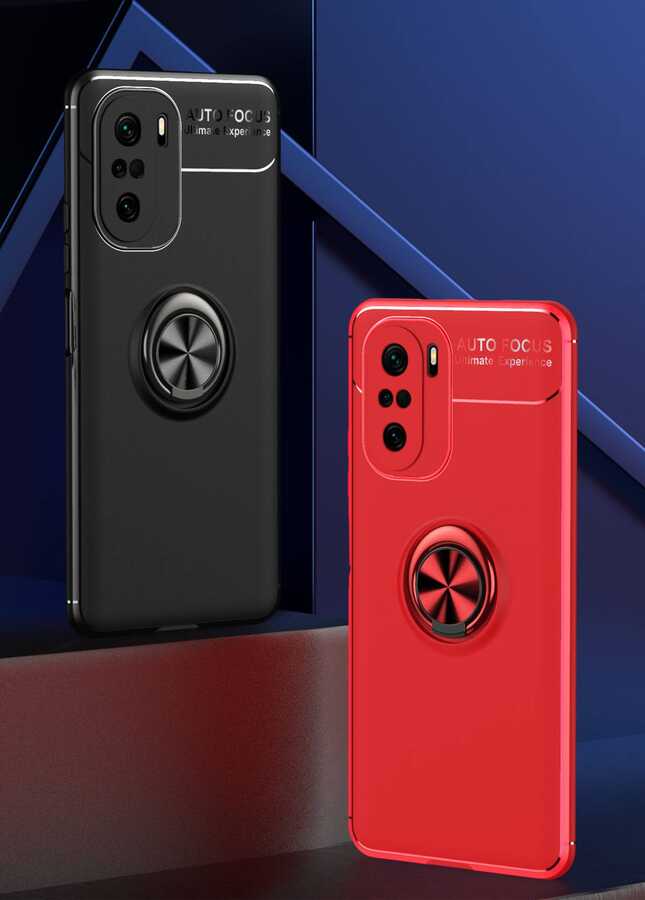 Xiaomi Mi 11İ Kılıf Zore Ravel Silikon Kapak Siyah-Kırmızı