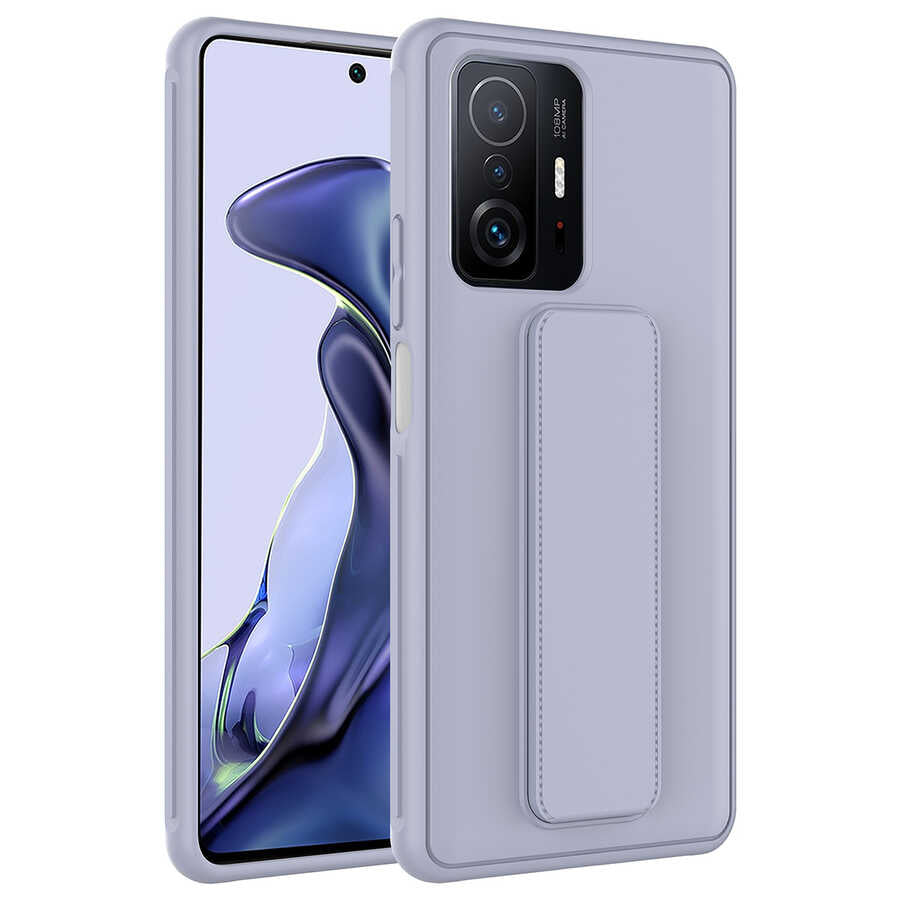 Xiaomi Mi 11T 5G Kılıf Zore Qstand Kapak Gri