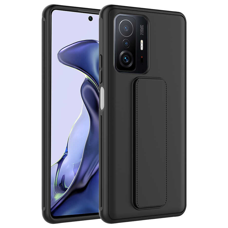 Xiaomi Mi 11T 5G Kılıf Zore Qstand Kapak Siyah