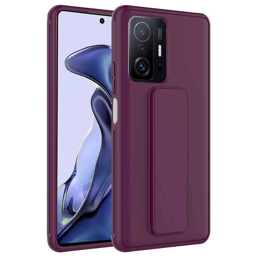 Xiaomi Mi 11T 5G Kılıf Zore Qstand Kapak Mürdüm