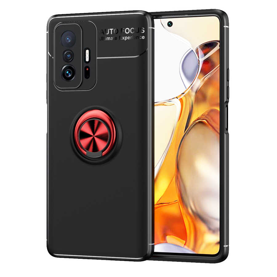 Xiaomi Mi 11T 5G Kılıf Zore Ravel Silikon Kapak Siyah-Kırmızı