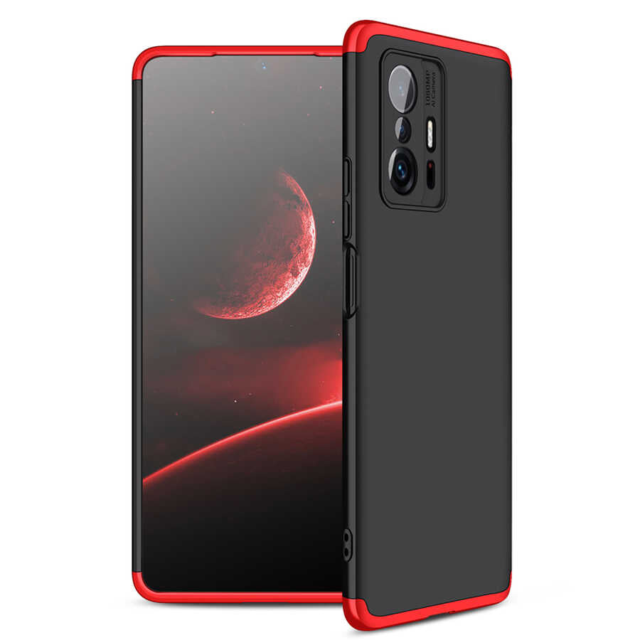 Xiaomi Mi 11T Pro 5G Kılıf Zore Ays Kapak Siyah-Kırmızı
