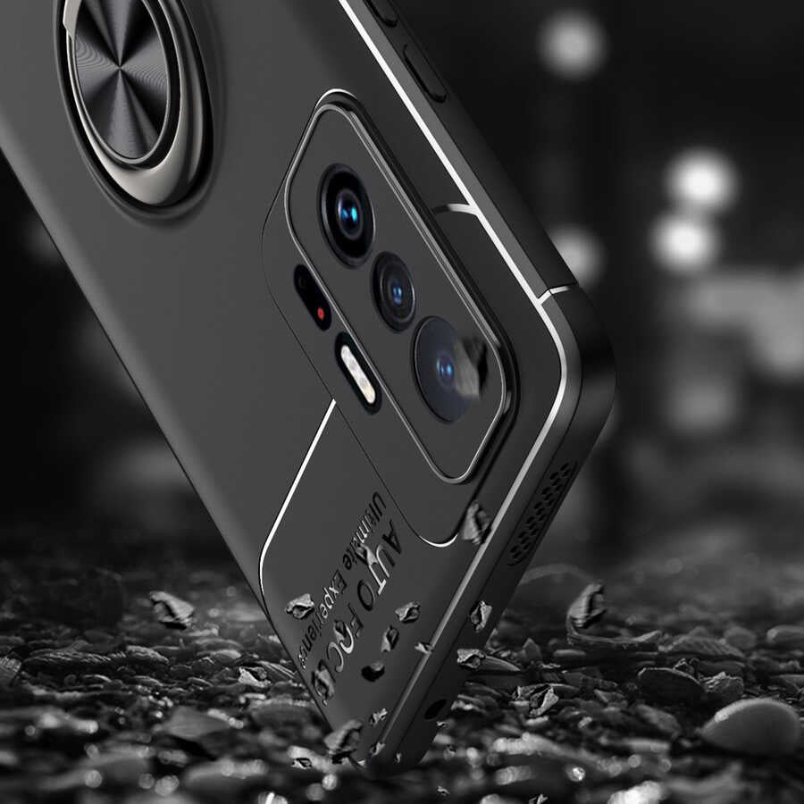 Xiaomi Mi 11T Pro 5G Kılıf Zore Ravel Silikon Kapak Siyah-Kırmızı