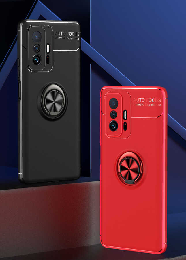 Xiaomi Mi 11T Pro 5G Kılıf Zore Ravel Silikon Kapak Siyah-Kırmızı