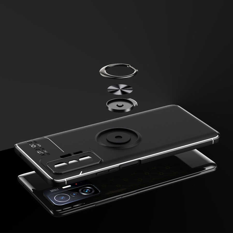 Xiaomi Mi 11T Pro 5G Kılıf Zore Ravel Silikon Kapak Siyah-Kırmızı