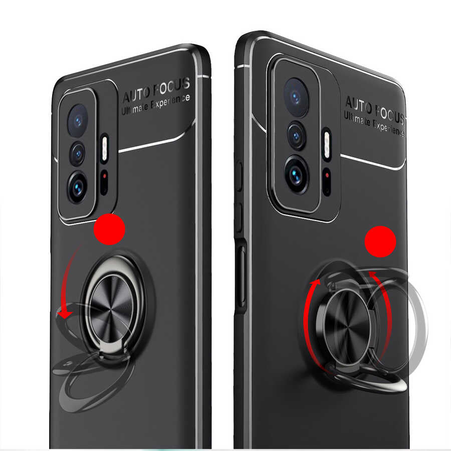 Xiaomi Mi 11T Pro 5G Kılıf Zore Ravel Silikon Kapak Siyah-Kırmızı
