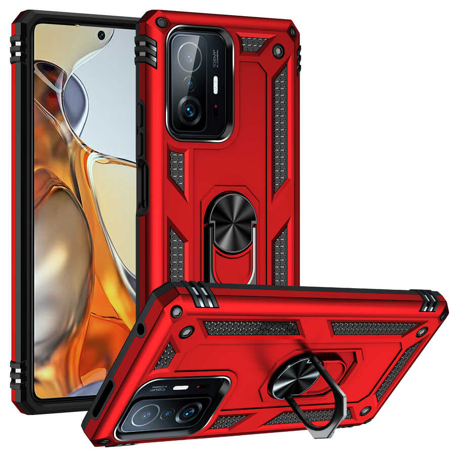 Xiaomi Mi 11T Pro 5G Kılıf Zore Vega Kapak Kırmızı