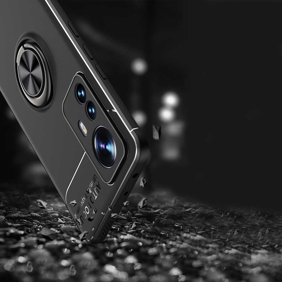 Xiaomi Mi 12 Kılıf Zore Ravel Silikon Kapak Siyah-Rose Gold