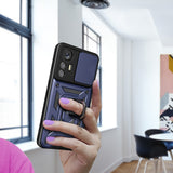 Xiaomi Mi 12 Lite Kılıf Magnetik Standlı Kamera Korumalı Zore Sürgülü Vega Kapak Mavi
