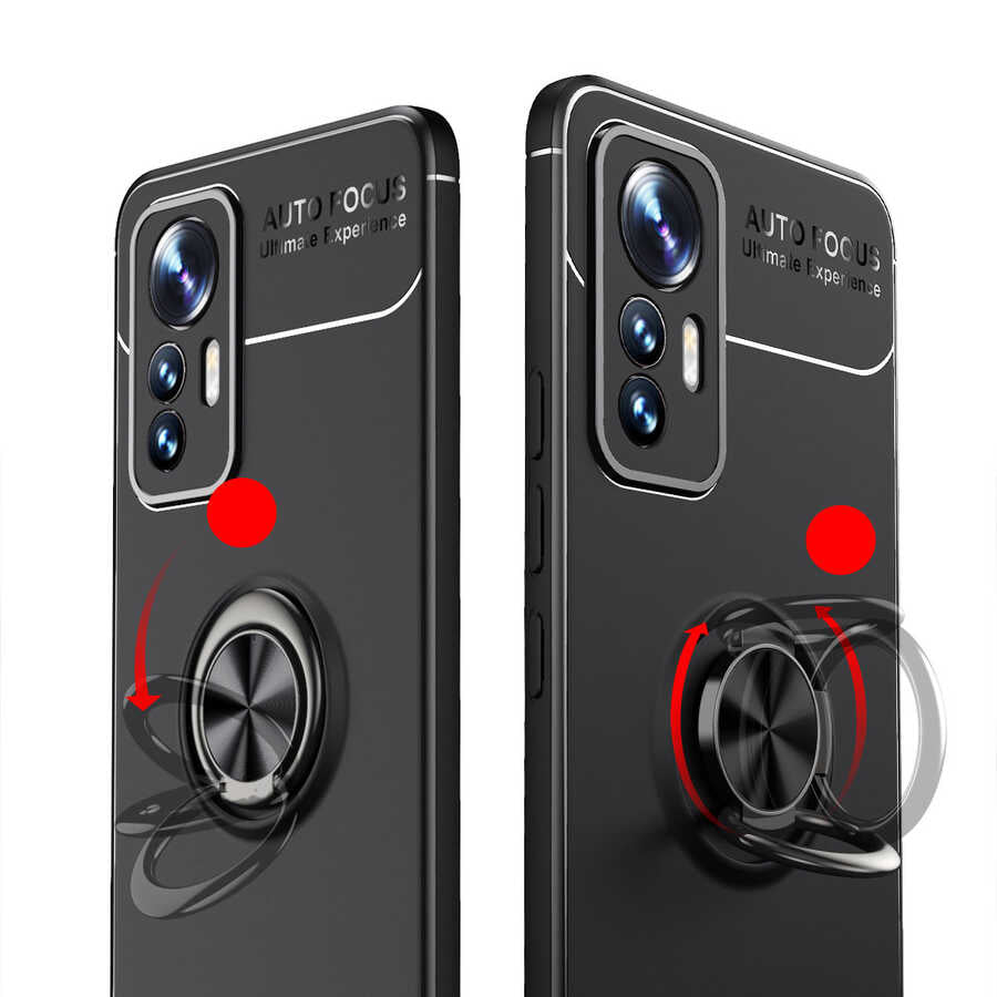 Xiaomi Mi 12 Lite Kılıf Zore Ravel Silikon Kapak Siyah-Kırmızı