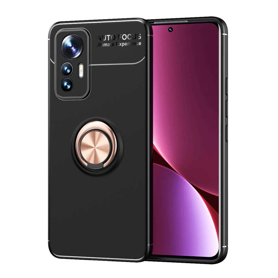 Xiaomi Mi 12 Lite Kılıf Zore Ravel Silikon Kapak Siyah-Rose Gold