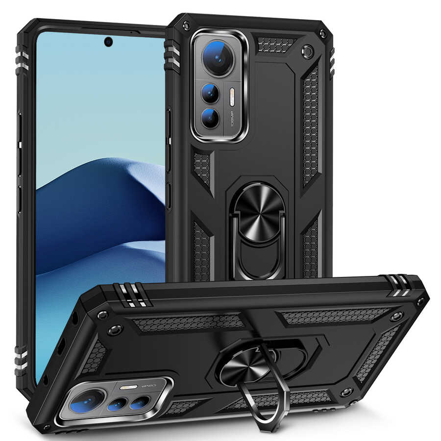 Xiaomi Mi 12 Lite Kılıf Zore Vega Kapak Siyah