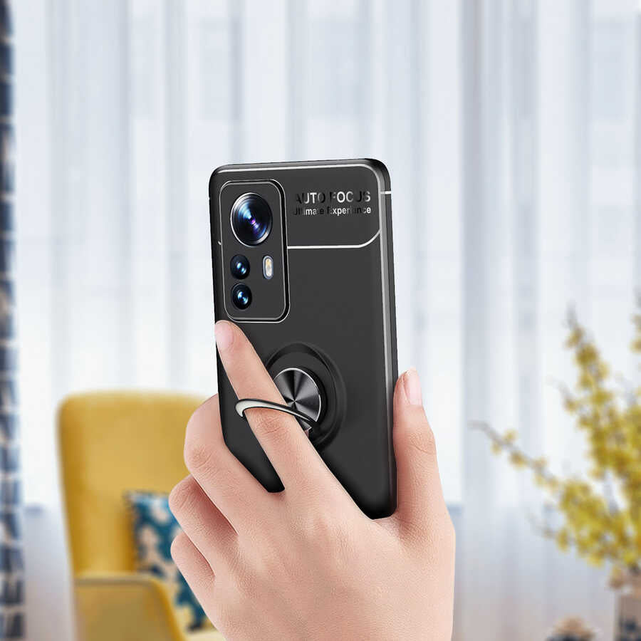 Xiaomi Mi 12 Pro Kılıf Zore Ravel Silikon Kapak Siyah-Mavi
