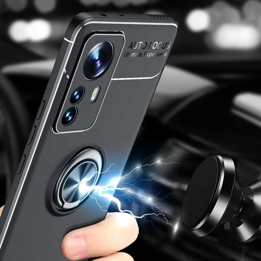 Xiaomi Mi 12 Pro Kılıf Zore Ravel Silikon Kapak Siyah-Mavi