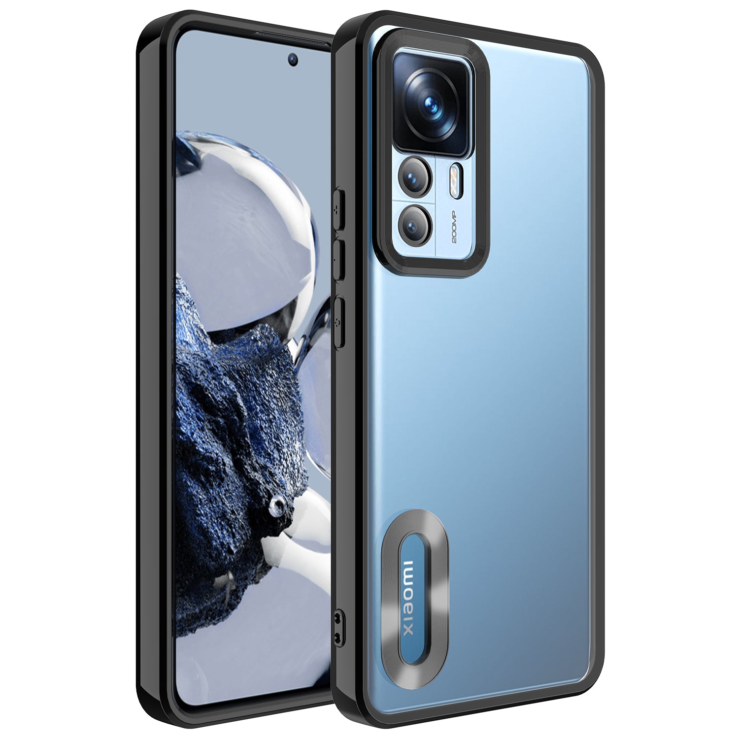 Xiaomi Mi 12T Kılıf Kamera Korumalı Logo Gösteren Zore Omega Kapak Siyah