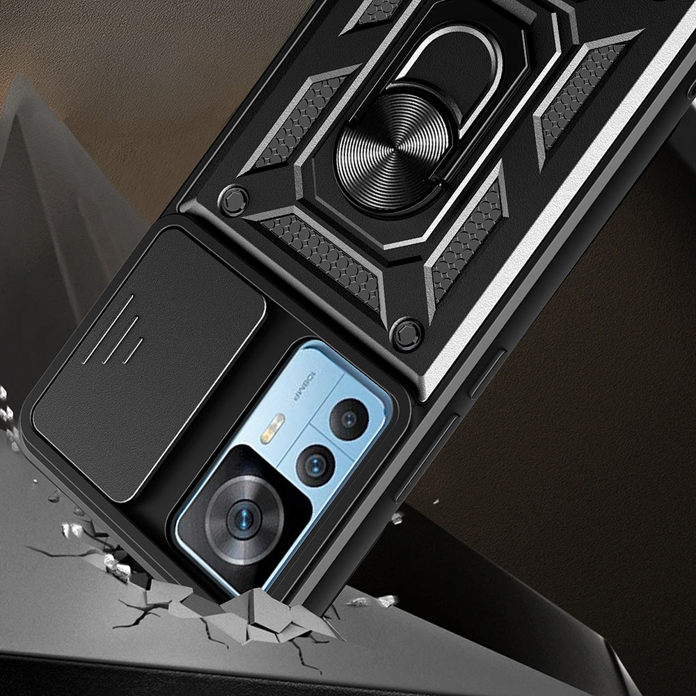Xiaomi Mi 12T Kılıf Magnetik Standlı Kamera Korumalı Zore Sürgülü Vega Kapak Mavi