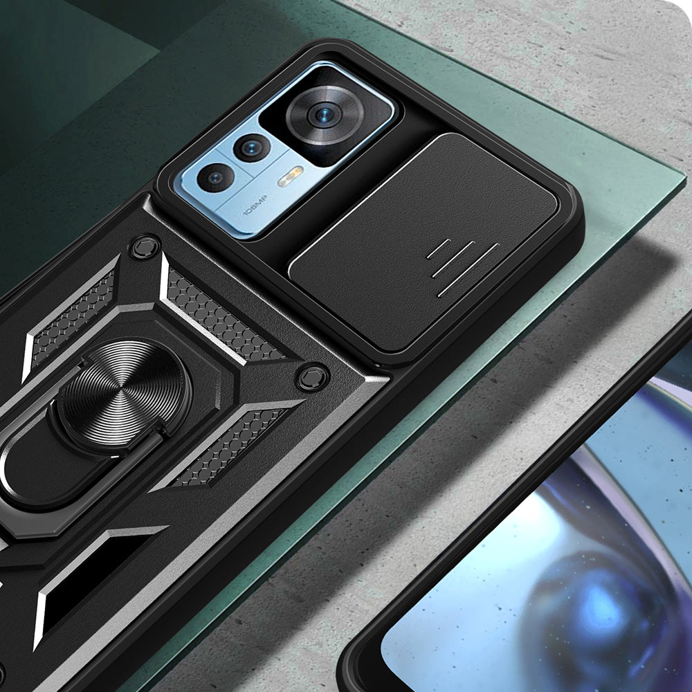 Xiaomi Mi 12T Kılıf Magnetik Standlı Kamera Korumalı Zore Sürgülü Vega Kapak Mavi