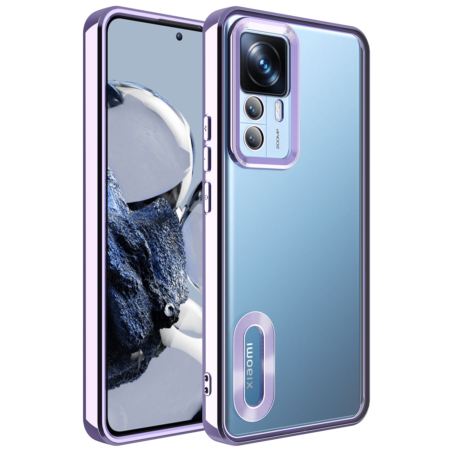Xiaomi Mi 12T Pro Kılıf Kamera Korumalı Logo Gösteren Zore Omega Kapak Rose Gold