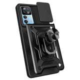 Xiaomi Mi 12T Pro Kılıf Magnetik Standlı Kamera Korumalı Zore Sürgülü Vega Kapak Siyah
