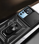 Xiaomi Mi 12T Pro Kılıf Magnetik Standlı Kamera Korumalı Zore Sürgülü Vega Kapak Siyah