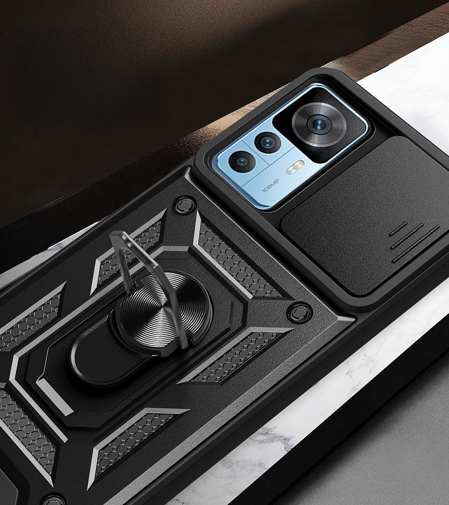 Xiaomi Mi 12T Pro Kılıf Magnetik Standlı Kamera Korumalı Zore Sürgülü Vega Kapak Mavi