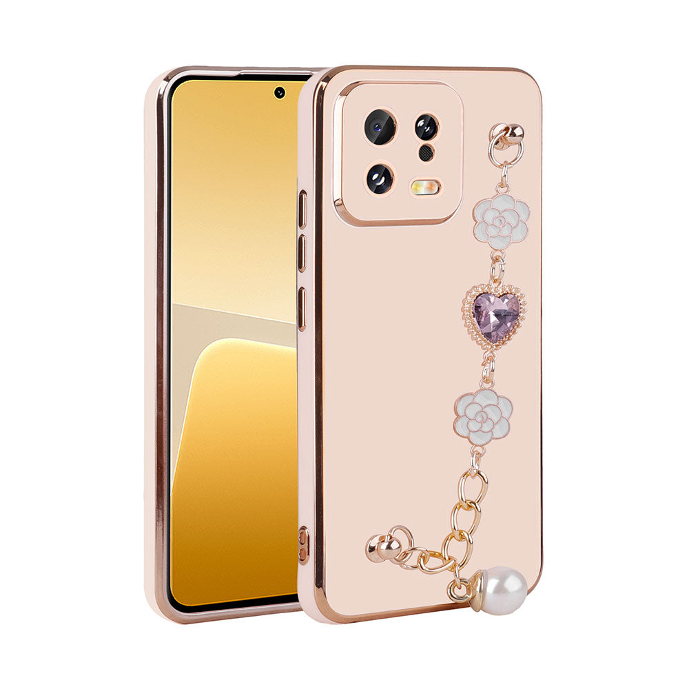 Xiaomi Mi 13 Kılıf El Tutamaçlı Kamera Korumalı Zore Taka Silikon Kapak Pembe