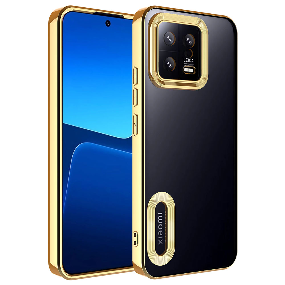 Xiaomi Mi 13 Kılıf Kamera Korumalı Logo Gösteren Zore Omega Kapak Siyah