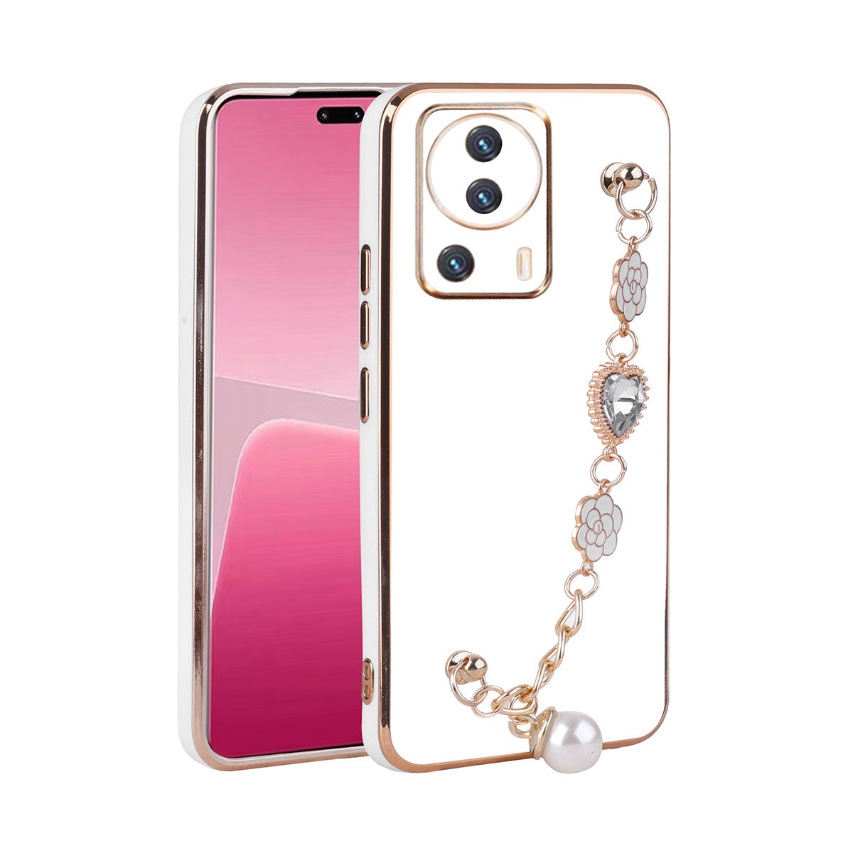 Xiaomi Mi 13 Lite Kılıf El Tutamaçlı Kamera Korumalı Zore Taka Silikon Kapak Beyaz