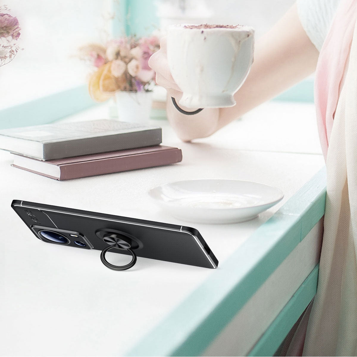 Xiaomi Mi 13 Lite Kılıf Zore Ravel Silikon Kapak Siyah-Mavi