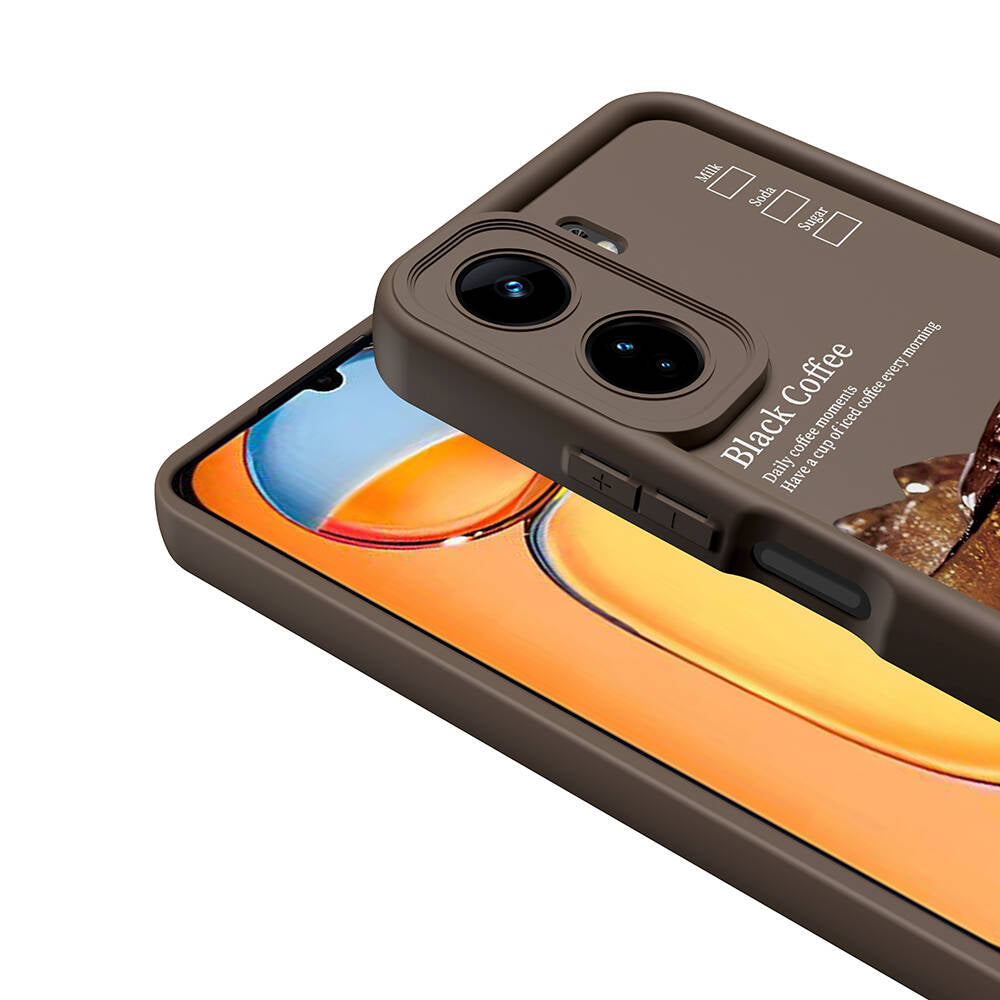 Xiaomi Mi 13T Kılıf Kamera Korumalı Baskılı Arka Yüzey Zore Klas Kapak Koyu Kahve