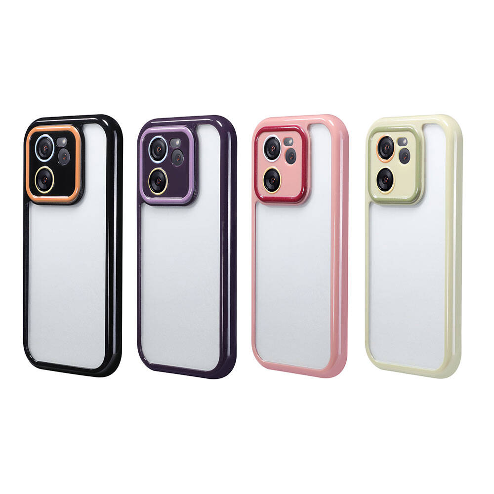 Xiaomi Mi 13T Kılıf Kamera Korumalı Renkli Kenar ve Çerçeve Tasarımlı Zore Vitamin Kapak Derin Mor