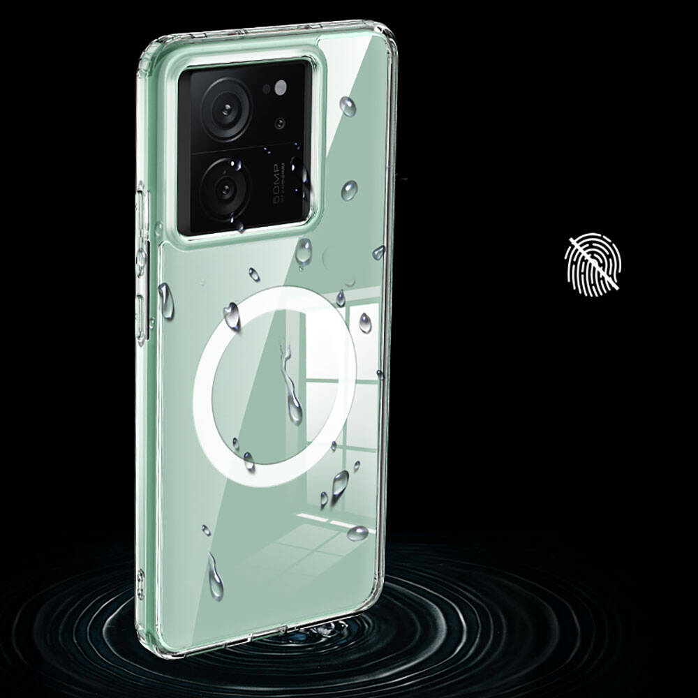 Xiaomi Mi 13T Kılıf Sert PC Arka Yüzey Wireless Şarj Özellikli Zore Flet M-safe Kapak Renksiz