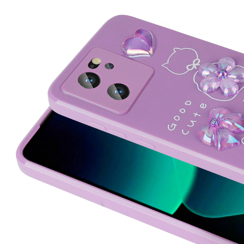 Xiaomi Mi 13T Pro Kılıf Kabartma Figürlü Parlak Zore Toys Silikon Kapak Pembe