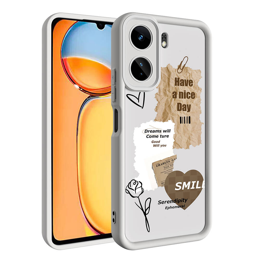 Xiaomi Mi 13T Pro Kılıf Kamera Korumalı Baskılı Arka Yüzey Zore Klas Kapak Açık Kahve