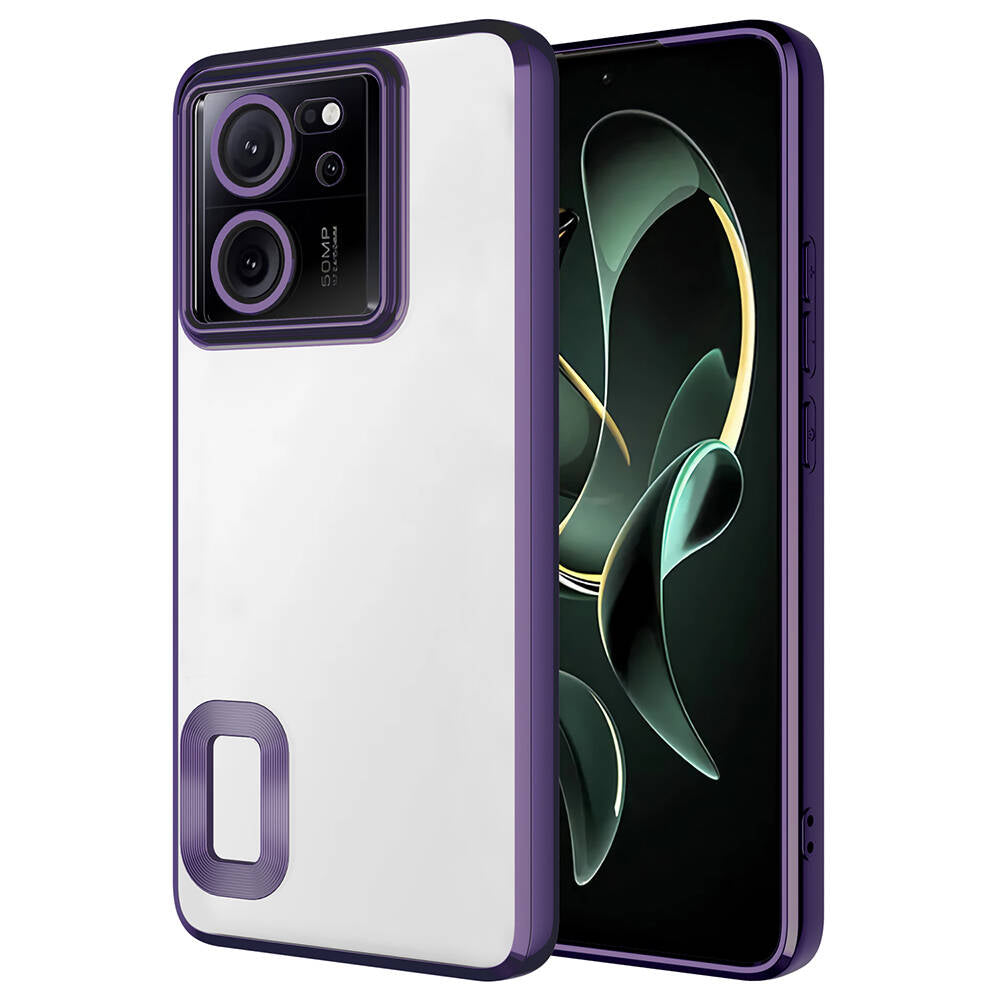 Xiaomi Mi 13T Pro Kılıf Kamera Korumalı Logo Gösteren Zore Omega Kapak Derin Mor