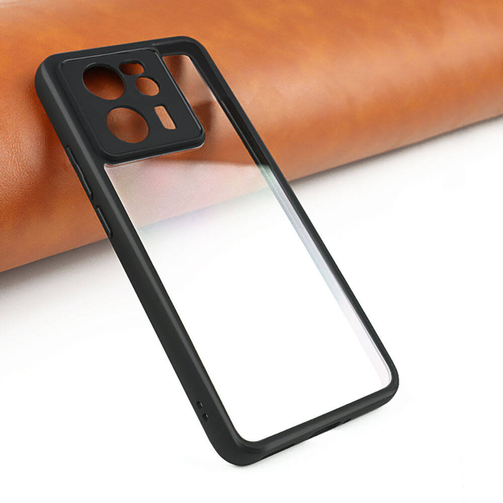 Xiaomi Mi 13T Pro Kılıf Kamera Korumalı Şeffaf Arka Yüzey Zore New Roll Kapak Siyah