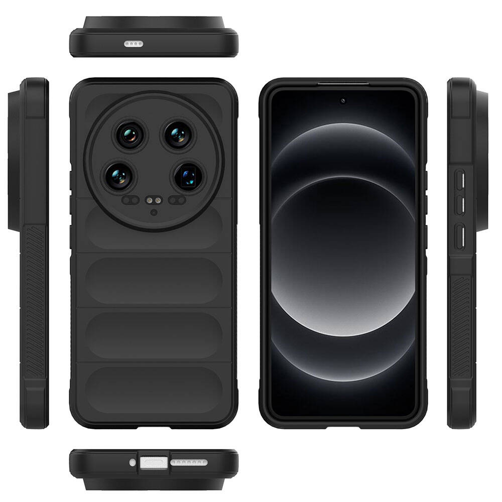 Xiaomi Mi 14 Ultra Kılıf Esnek TPU Oyuklu Arka Yüzey Tasarımlı Zore Etnik Silikon Kapak Koyu Yeşil