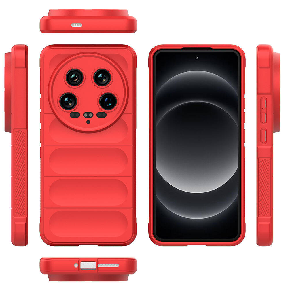 Xiaomi Mi 14 Ultra Kılıf Esnek TPU Oyuklu Arka Yüzey Tasarımlı Zore Etnik Silikon Kapak Kırmızı