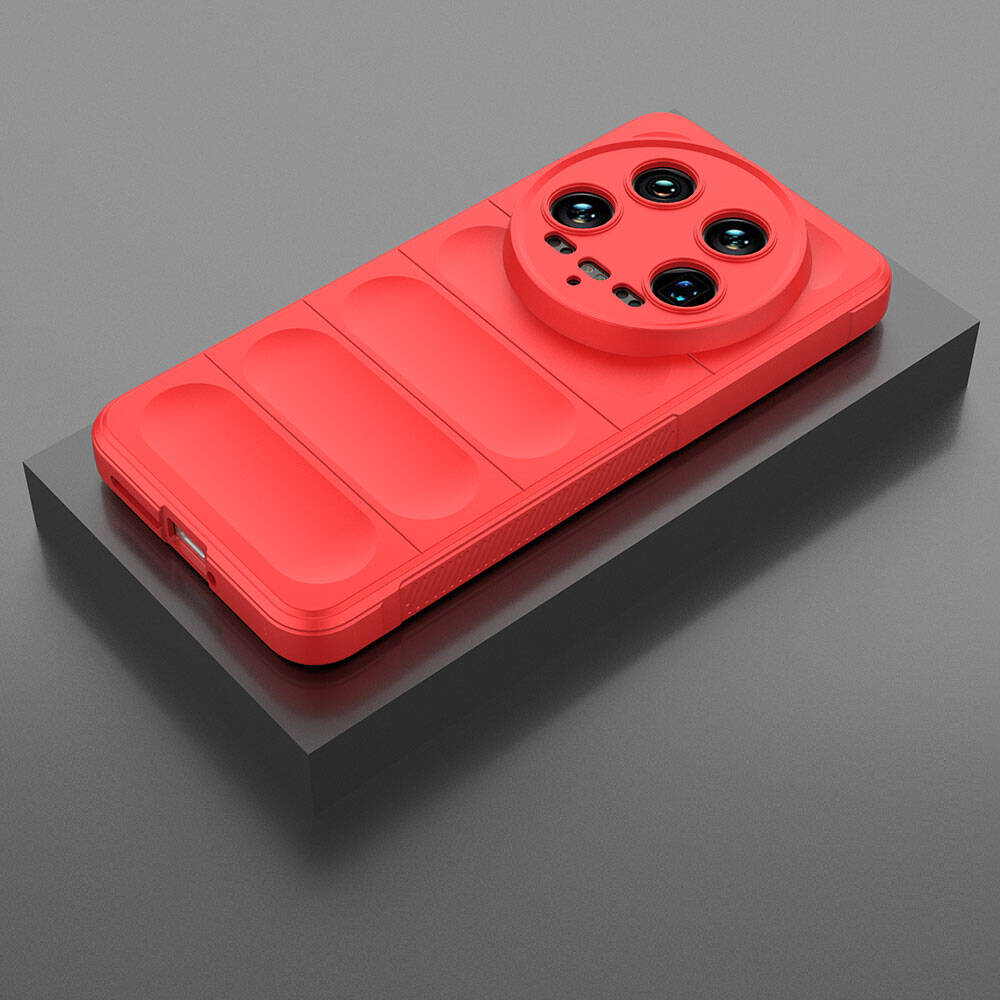 Xiaomi Mi 14 Ultra Kılıf Esnek TPU Oyuklu Arka Yüzey Tasarımlı Zore Etnik Silikon Kapak Kırmızı