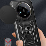 Xiaomi Mi 14 Ultra Kılıf Magnetik Standlı Kamera Korumalı Zore Sürgülü Vega Kapak Mavi