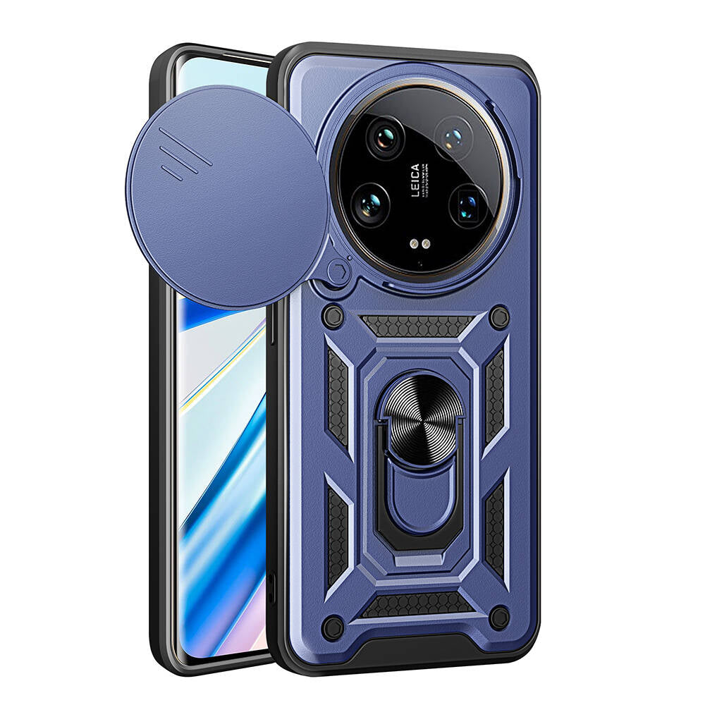 Xiaomi Mi 14 Ultra Kılıf Magnetik Standlı Kamera Korumalı Zore Sürgülü Vega Kapak Siyah
