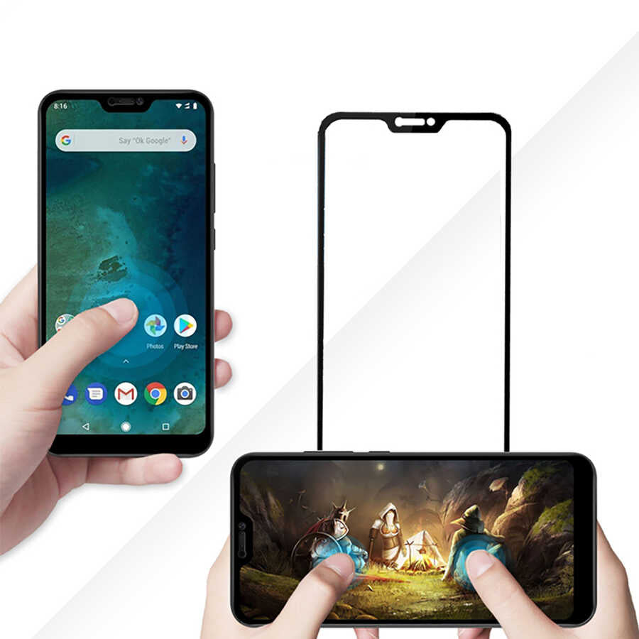 Xiaomi Mi A2 Lite Davin 5D Cam Ekran Koruyucu Siyah