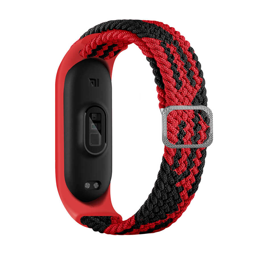 Xiaomi Mi Band 4 KRD-49 Örgü Kordon Siyah-Kırmızı