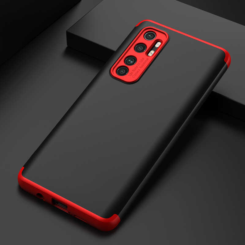 Xiaomi Mi Note 10 Lite Kılıf Zore Ays Kapak Siyah-Kırmızı