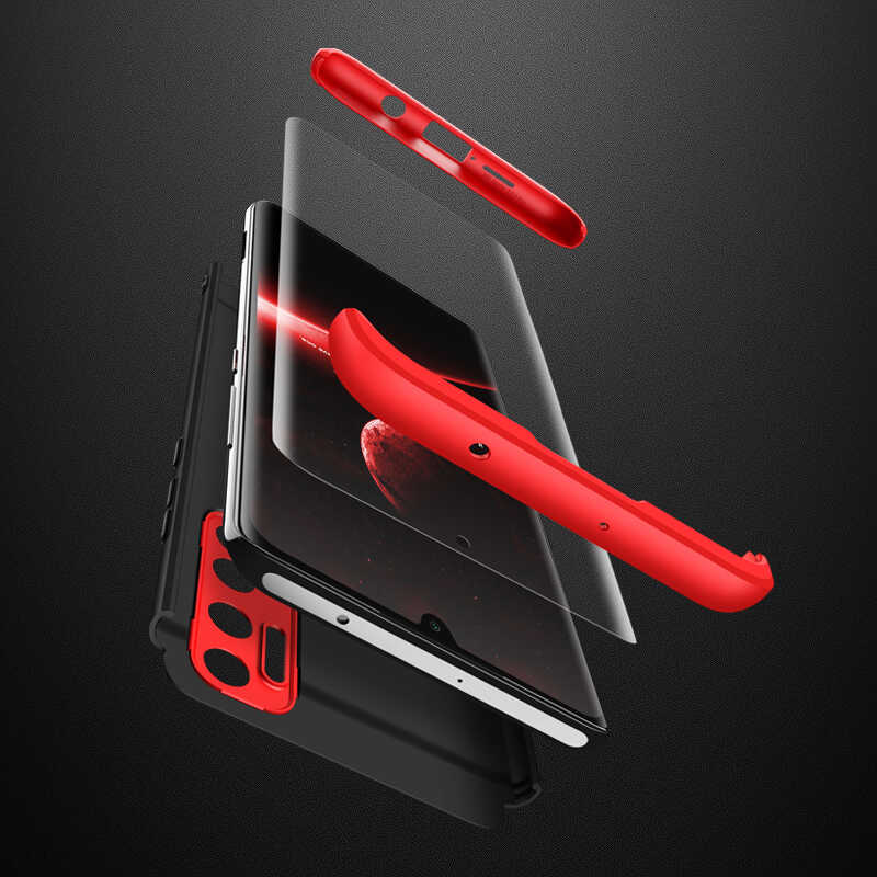 Xiaomi Mi Note 10 Lite Kılıf Zore Ays Kapak Siyah-Kırmızı