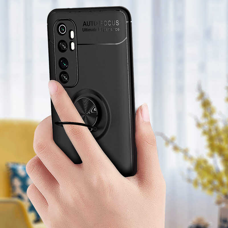 Xiaomi Mi Note 10 Lite Kılıf Zore Ravel Silikon Kapak Siyah-Kırmızı
