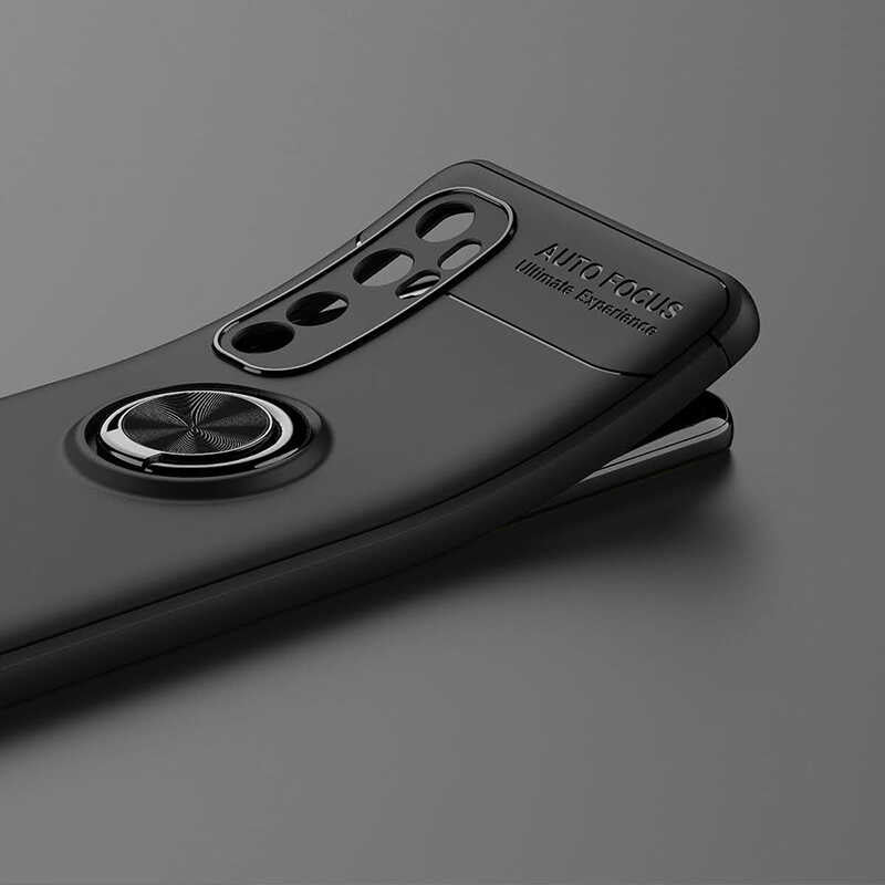 Xiaomi Mi Note 10 Lite Kılıf Zore Ravel Silikon Kapak Siyah-Mavi